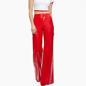 Alice + Olivia Bold Red Wide-Leg Pants